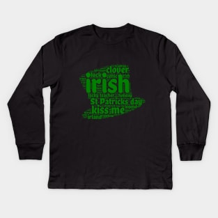 leprechaun st patricks day hat shamrock Kids Long Sleeve T-Shirt